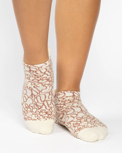 Abstract Full Foot Grip Sock Rose Gold