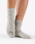 Happy Cloud Crew Fleece Grip Sock Grey