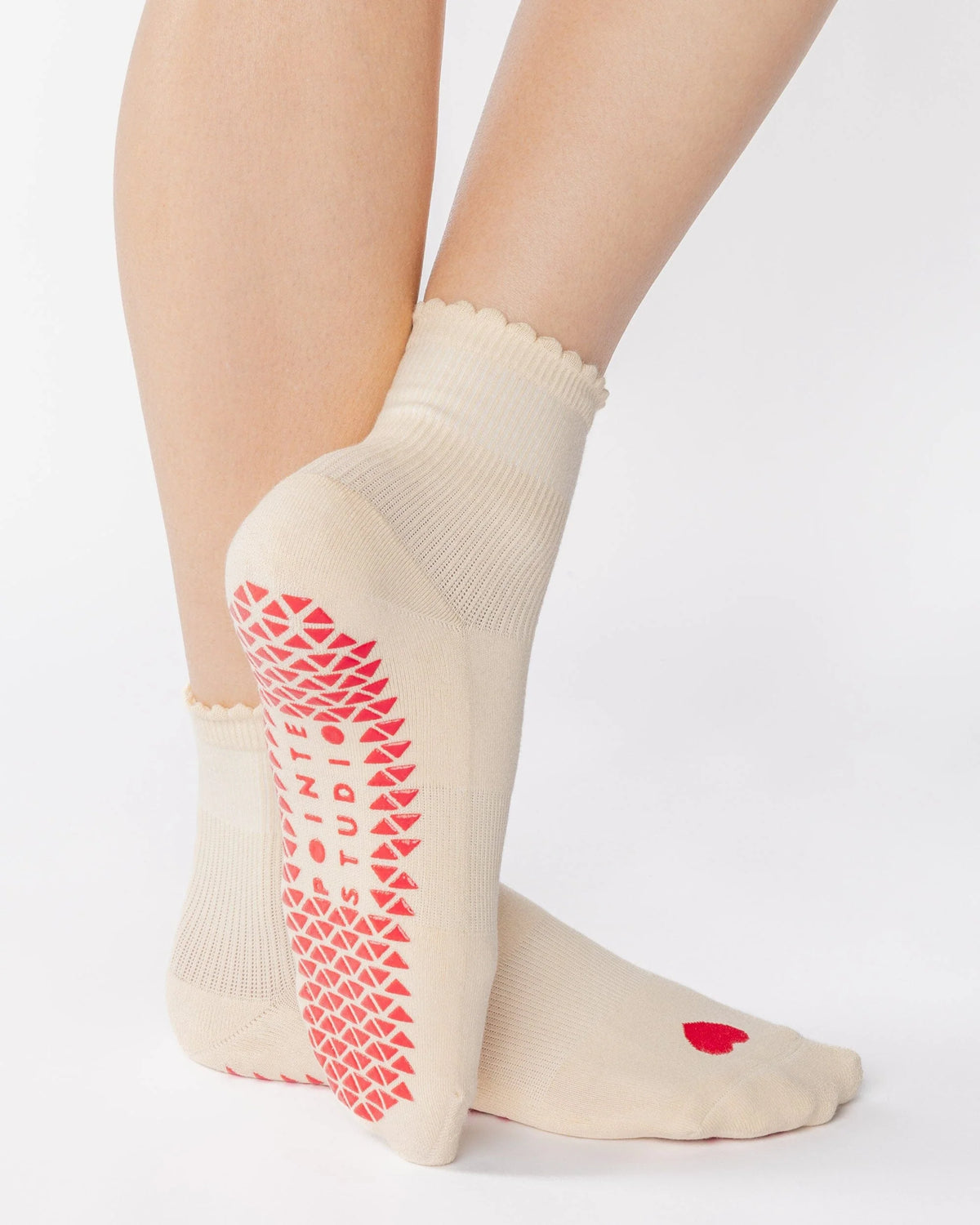 Love Ankle Grip Sock Ivory