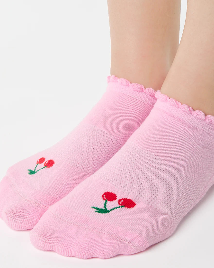 Cherry Full Foot Grip Socks Pink