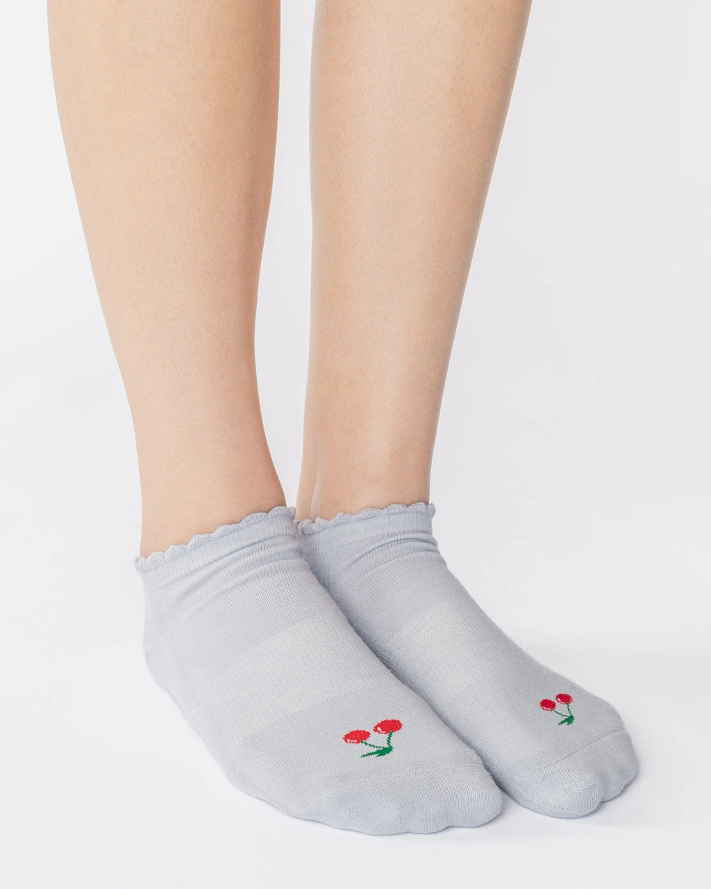Cherry Full Foot Grip Socks Sky Grey