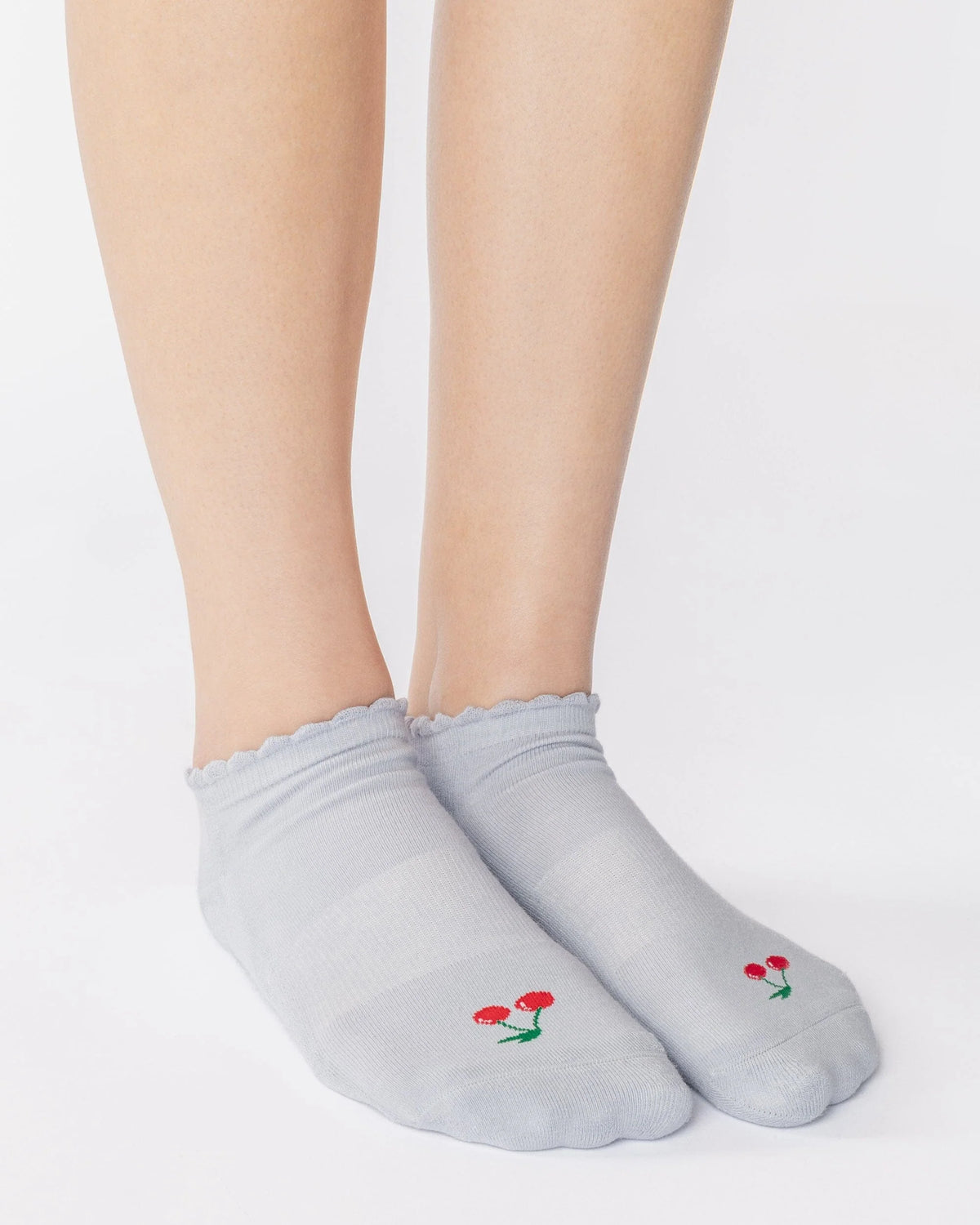 Cherry Full Foot Grip Socks Sky Grey