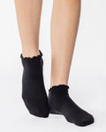 Ruffle Black Full Foot Grip Sock