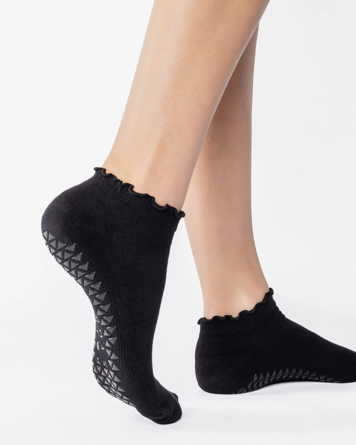 Ruffle Black Full Foot Grip Sock