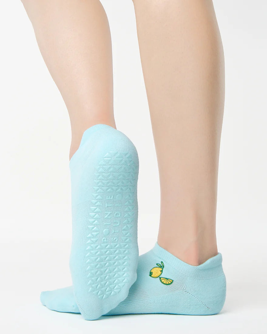 Lemons Full Foot Grip Socks Sky