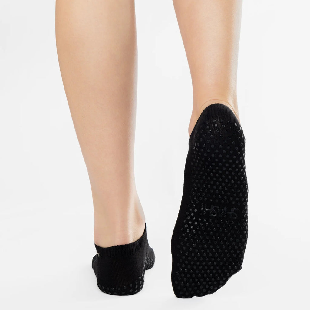 Shashi Cross Strap No Show Grip Sock, Black