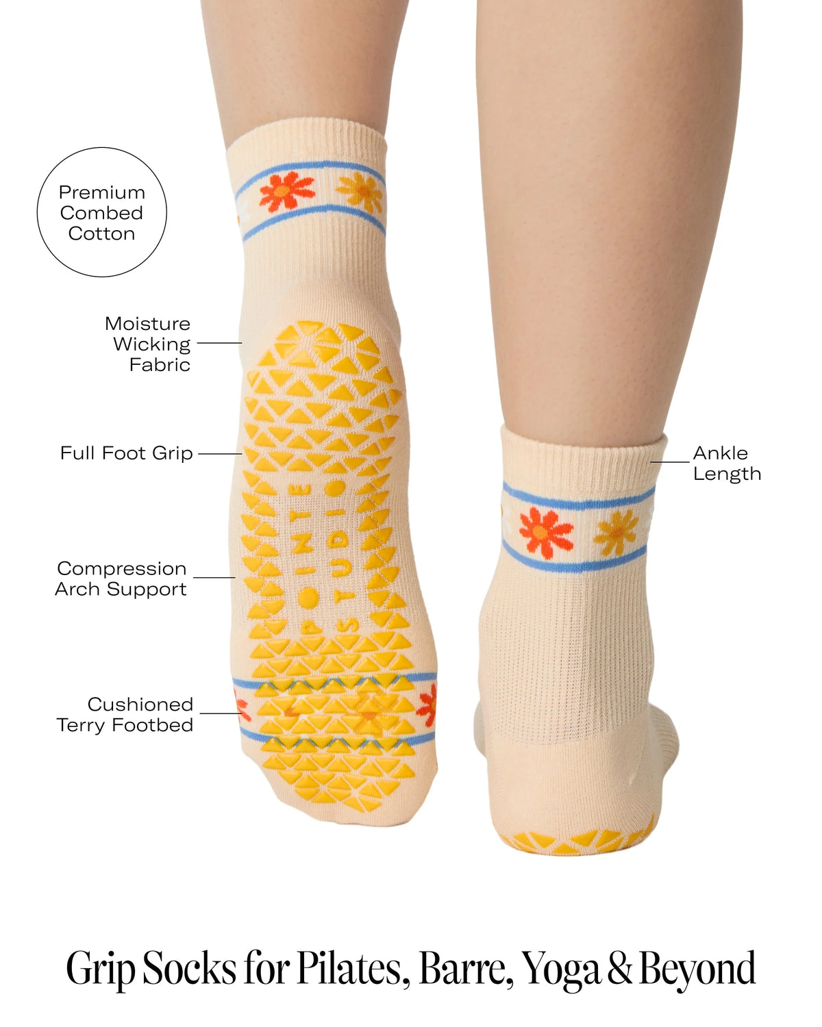 Flower Crown Ankle Grip Sock